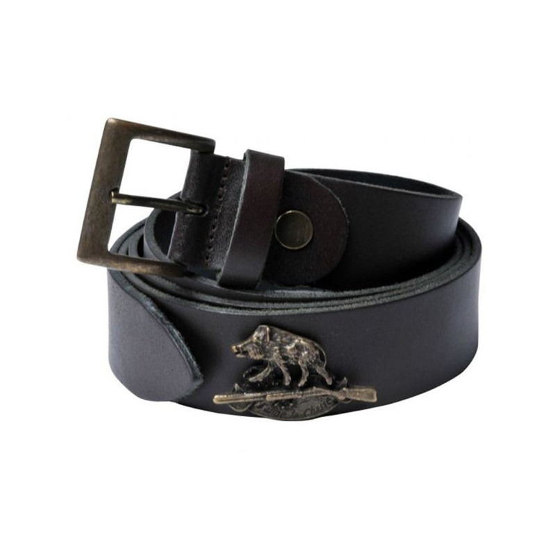 Ceinture Januel croute de cuir motif sanglier