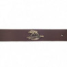 Ceinture Januel Cuir Marron - Boucle Bronze 120x5 cm - Logo Sanglier - 7 Trous de réglage