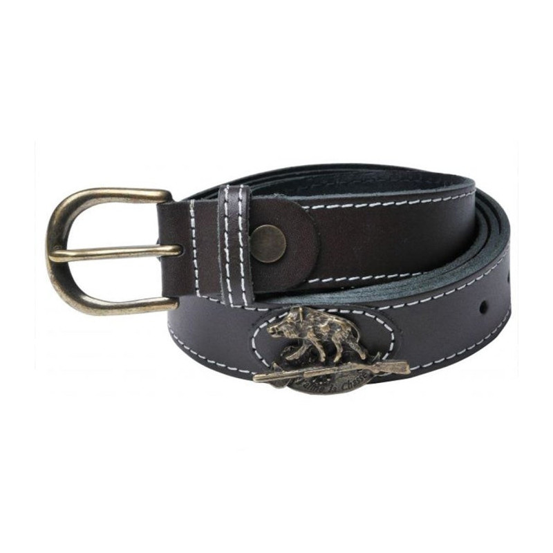 Ceinture Januel cuir plein fleur piquée