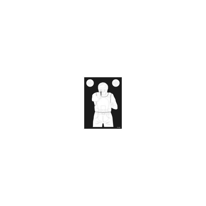 Cible Gravolux CG2 silouhette homme avec gillet Pb Blanche fond noir carton par 100