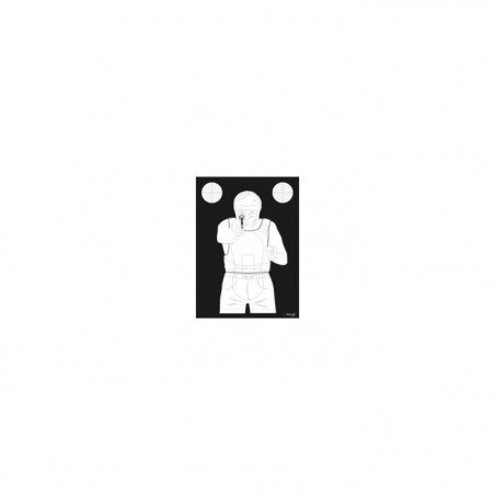 Cible Gravolux CG2 silouhette homme avec gillet Pb Blanche fond noir carton par 100