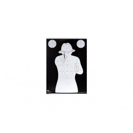 Cible silouhette Gravolux RS N°2 Tir Rapide blanche sur fond noir carton par 100