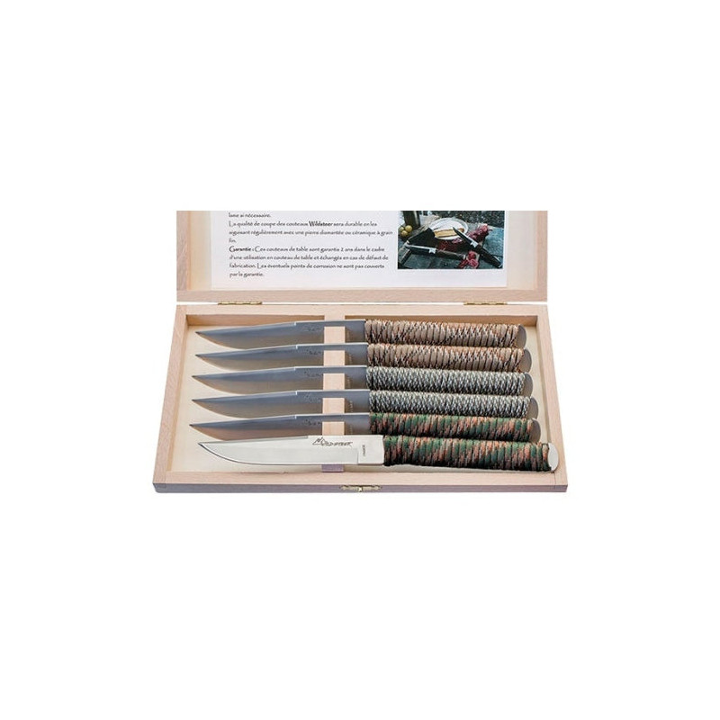 Coffret Bois de 6 Couteaux Wildsteer Lady Wild - Lame 120mm