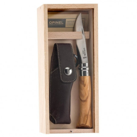 Coffret couteau Opinel Bois d'olivier - N° 8