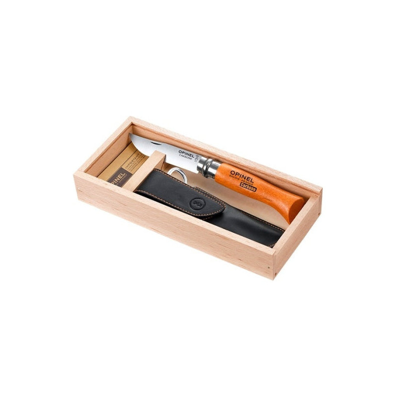 Coffret Couteau Opinel Plumier Carbone n°08 Hêtre - Lame 85mm