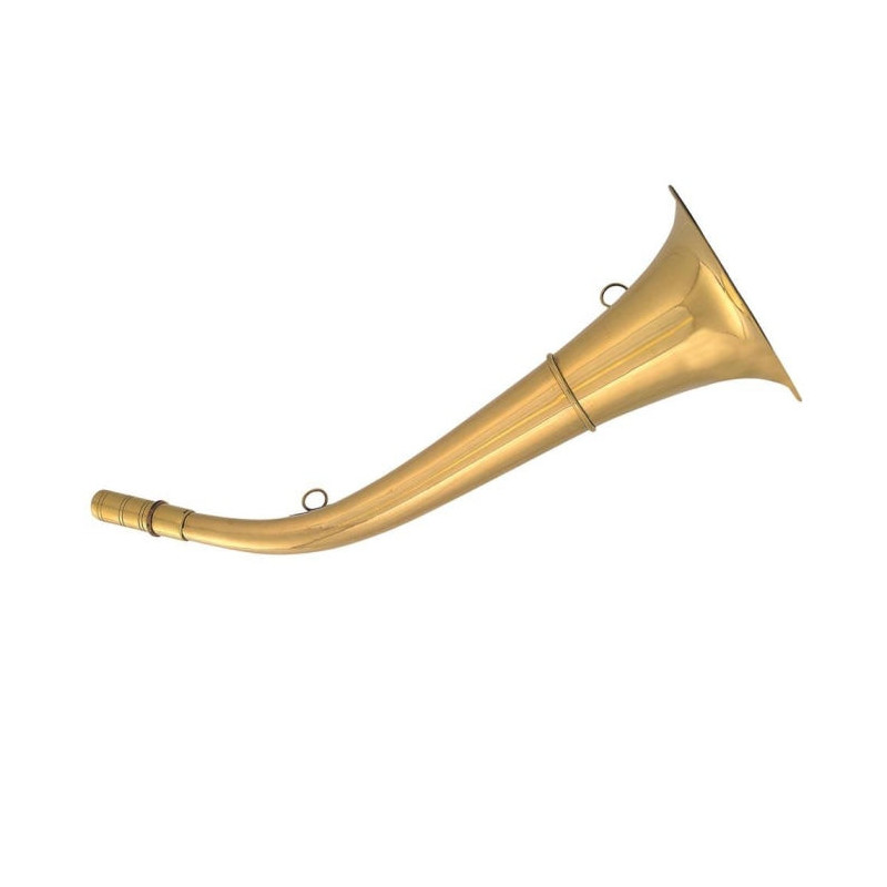 Corne de chasse ronde en laiton poli Compiègne 40 cm