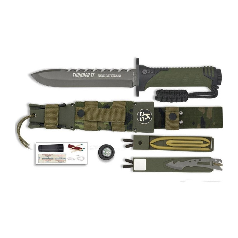 Couteau de surive K25 Thunder II camo vert