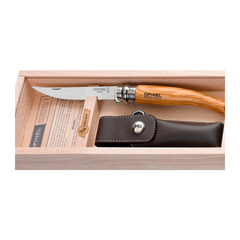 Couteau Effilé Opinel Inox n°10 Olivier - Etui - Lame 100mm