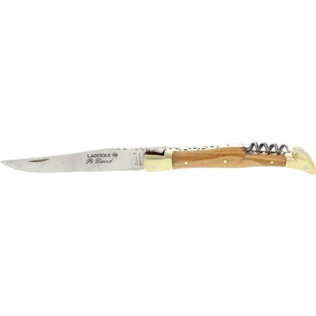 Couteau Robert David Laguiole avec Tire-Bouchon 2 Mitres Laiton - Lame 90mm