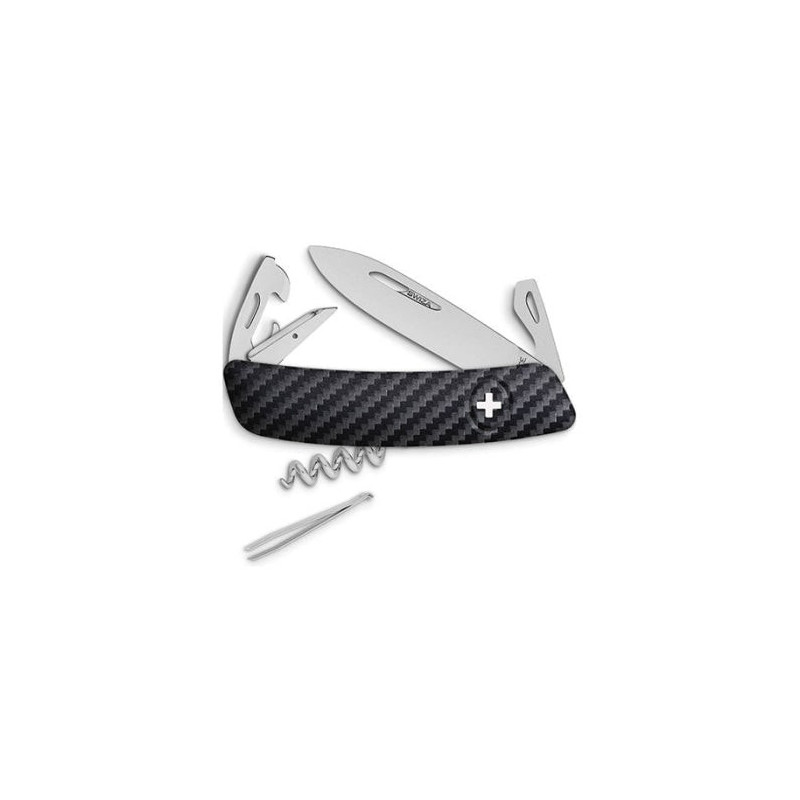 Couteau Suisse Swiza D03 - Impression Fibre de Carbone Mat