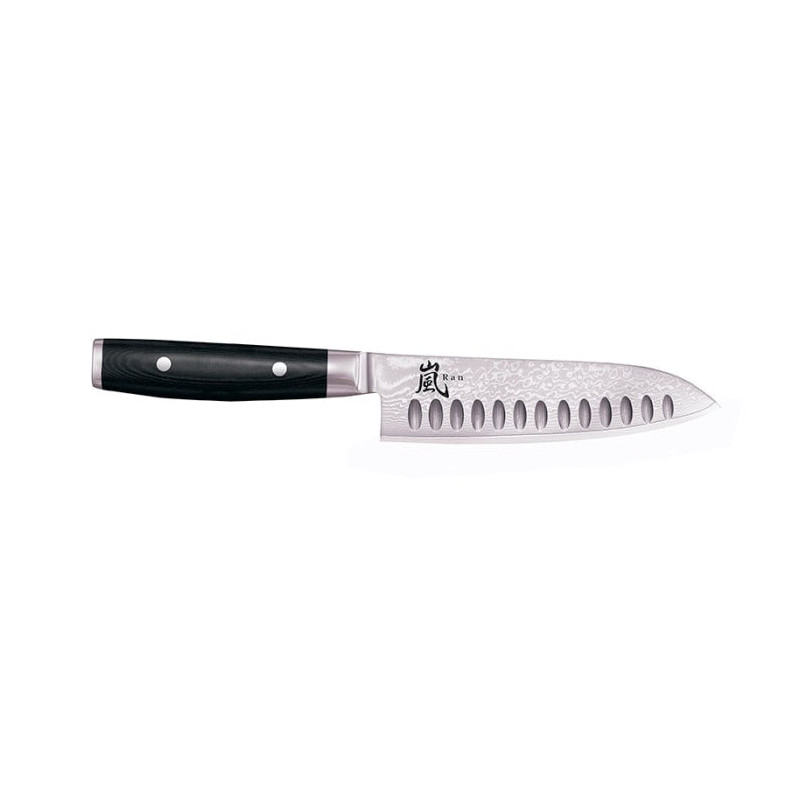 Couteau Yaxell RAN - Santoku Alvéolé Damas - Lame 165mm