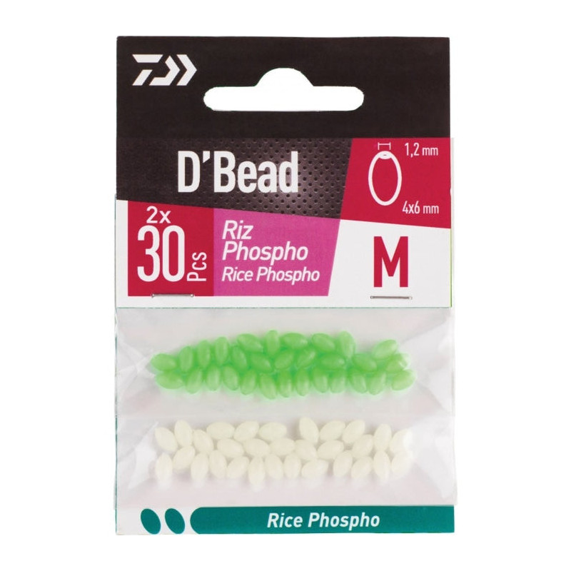 DP23 - Combo blanc et vert Perles Phospho Daiwa D'Bead