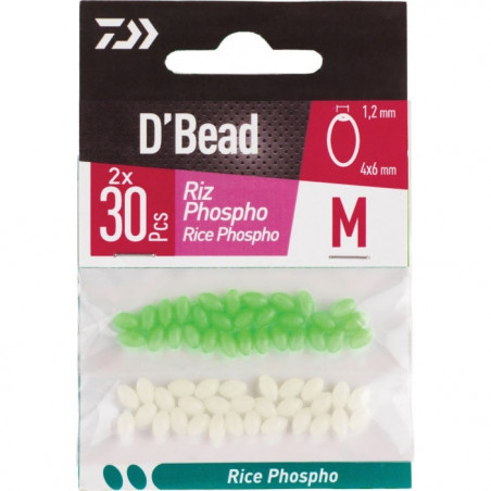 DP23 - Combo blanc et vert Perles Phospho Daiwa D'Bead