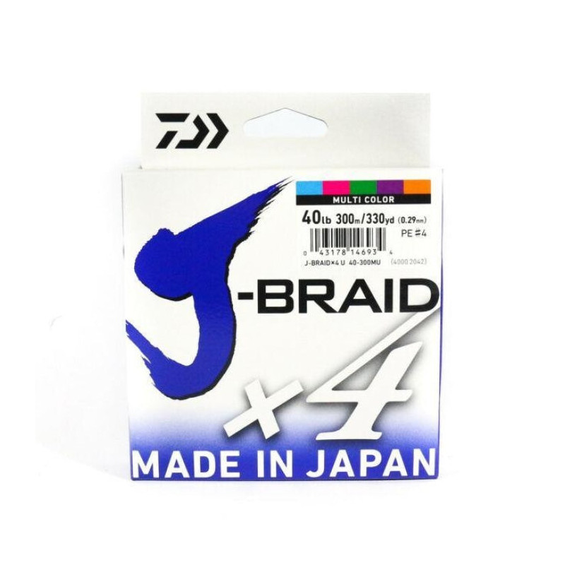 DP23 - Tresse Daiwa J-Braid X4 Multicolore - 300 m