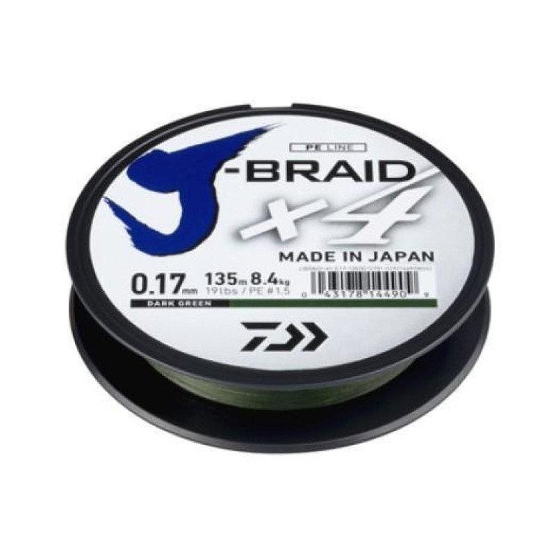 DP23 - Tresse Daiwa J-Braid X4 Vert - 135 m