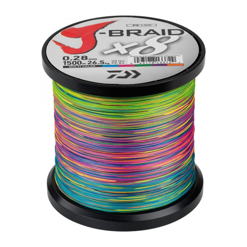 DP23 - Tresse Daiwa J-Braid X8 Multicolore - 1500 m