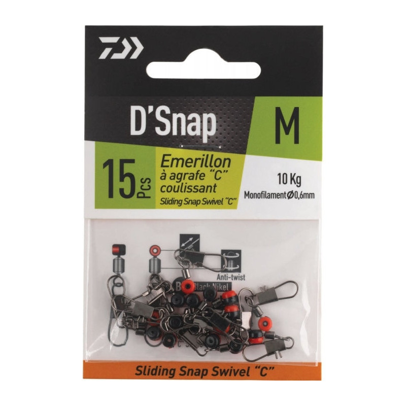 Émerillons Daiwa à agrafe coulissant Sliding Snap Swivel C