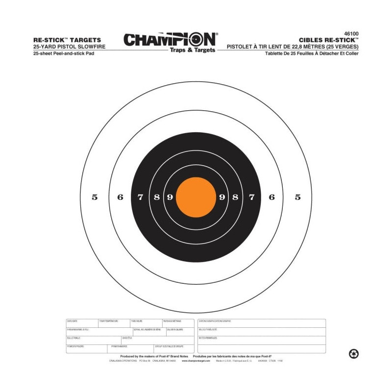 25 Cibles Adhésives Champion - Diam 1*35,5cm