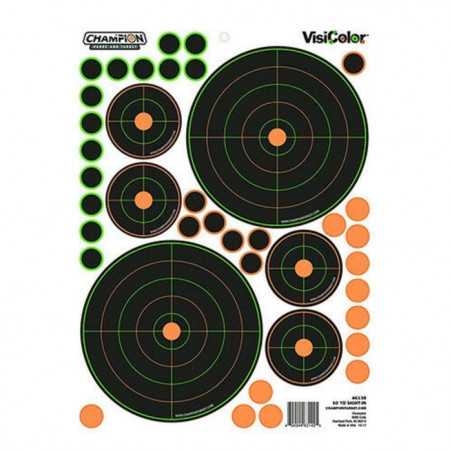5 Cibles Adhésives Champion Pastilles Intégrées - Diam 2*12,7cm et 5,5cm