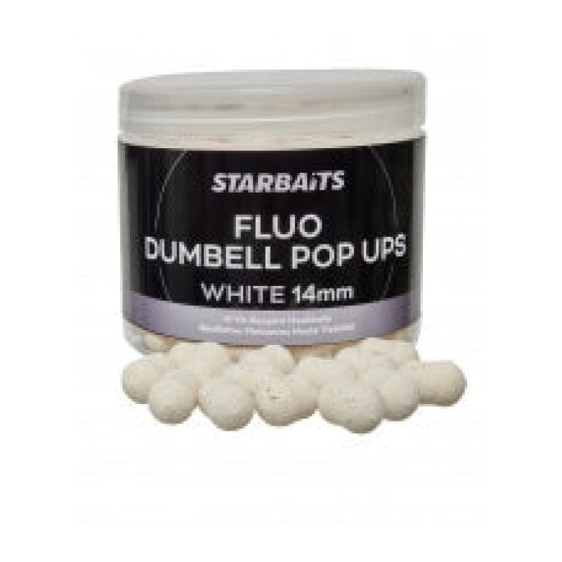 Appât Fluo Dumbell Pop Ups White 14mm - Starbaits - 70g