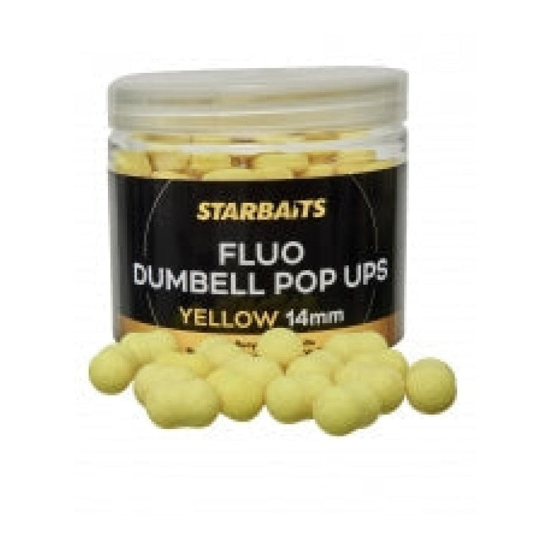Appât Fluo dumbell pop ups Yellow 14mm - Starbaits - 70g