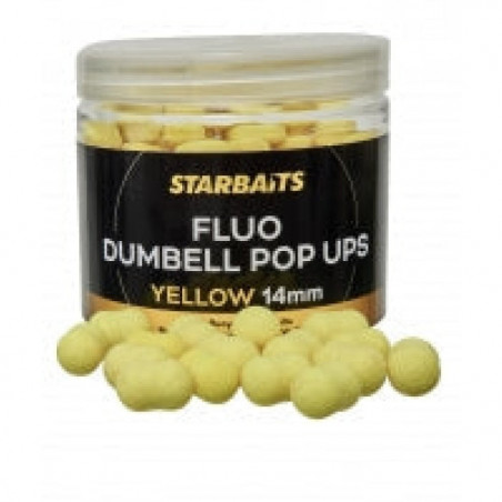 Appât Fluo dumbell pop ups Yellow 14mm - Starbaits - 70g