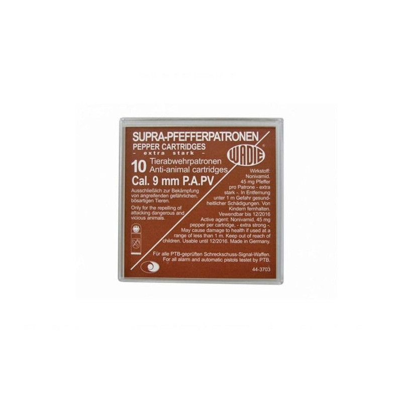 Balle de défence Wadie Supra Pepper à gaz - Par 10 - Cal. 9 mm P.A