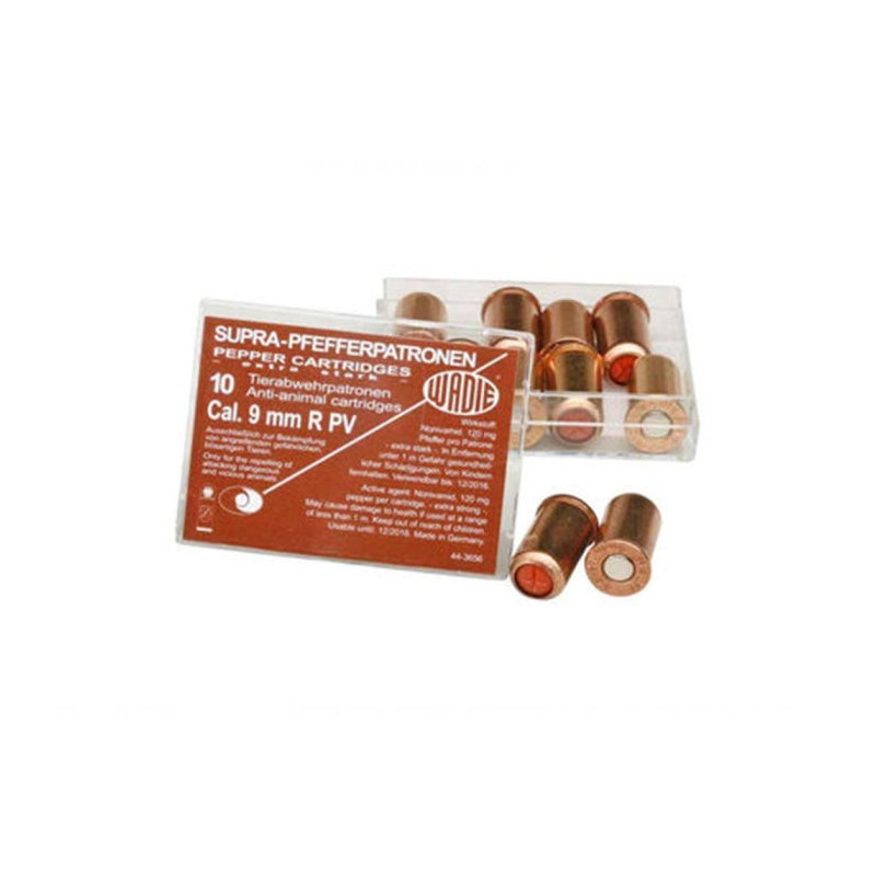 Balle de défence Wadie Supra Pepper gaz - Par 10 - Cal. 9 mm R / 380