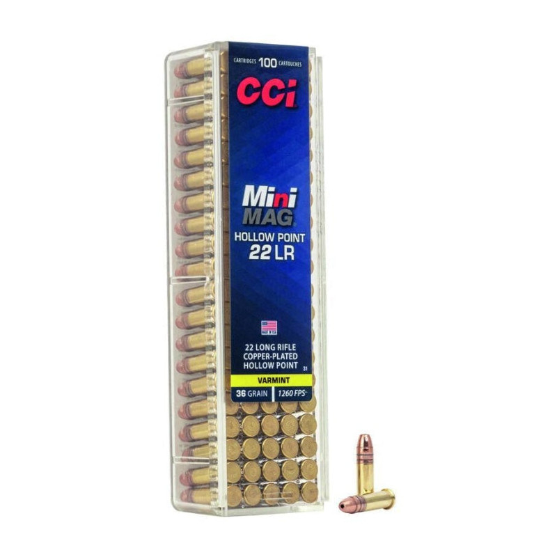 Balles CCI HP MiniMag cuivree - Cal. 22 LR
