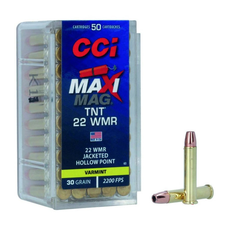 Balles CCI MaxiMag TNT JHP - Cal. 22 WMR