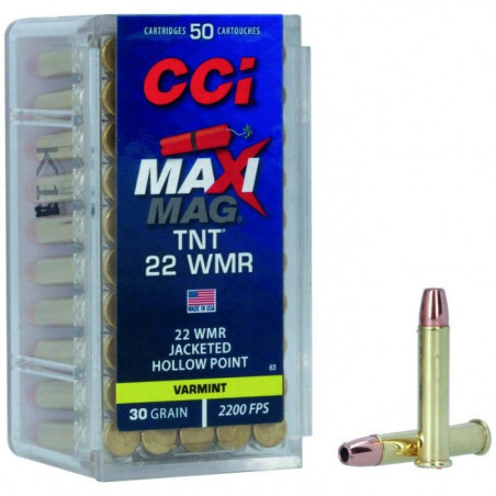 Balles CCI MaxiMag TNT JHP - Cal. 22 WMR