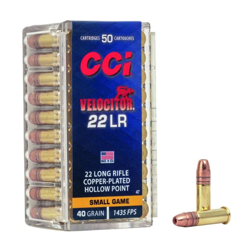Balles CCI Velocitor Cuivree HP - Cal. 22 LR